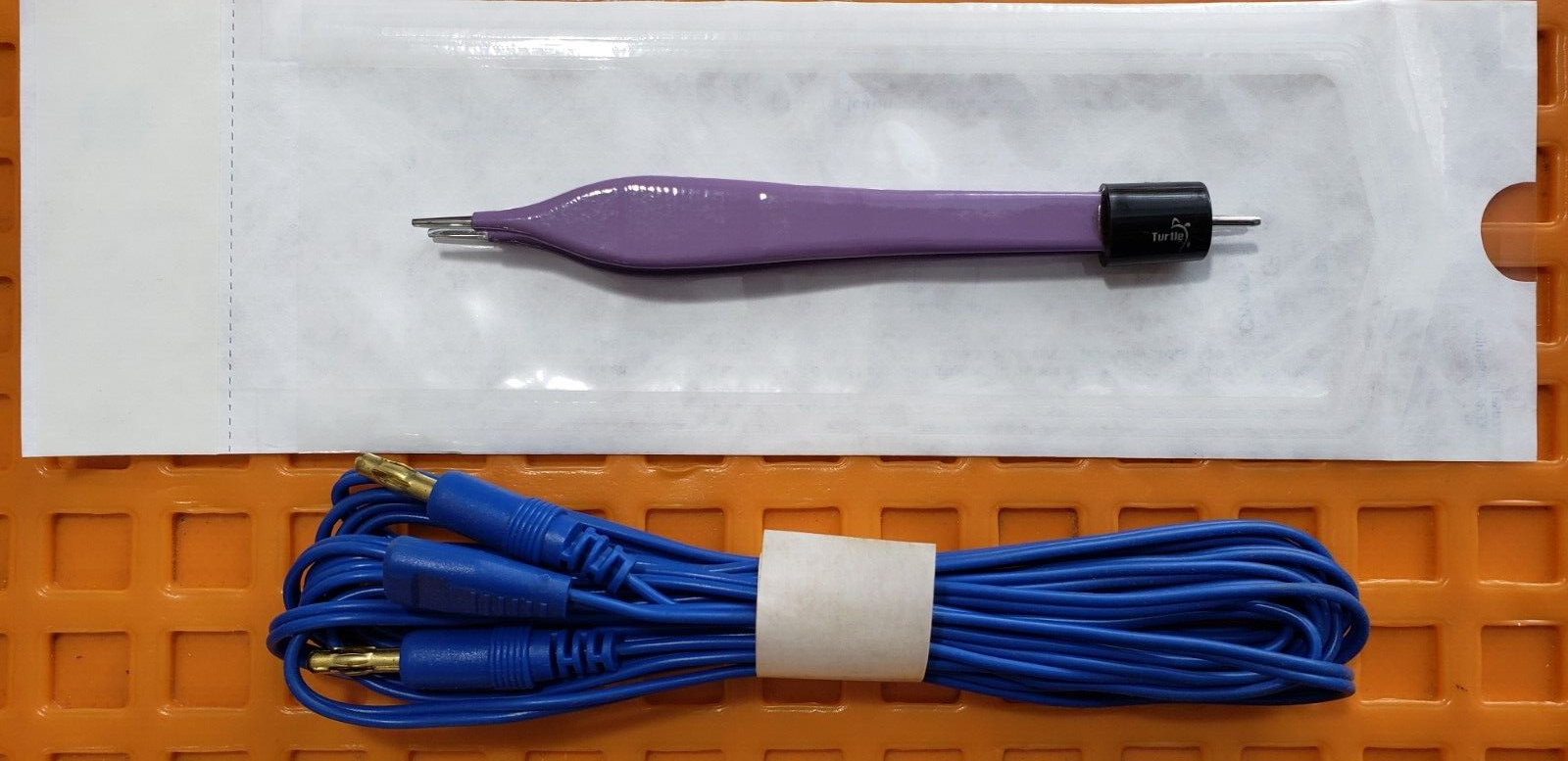 Turtle Surgical Adson Bipolar Forceps 5" Purple Non Stick Tips w- Bipolar Cable