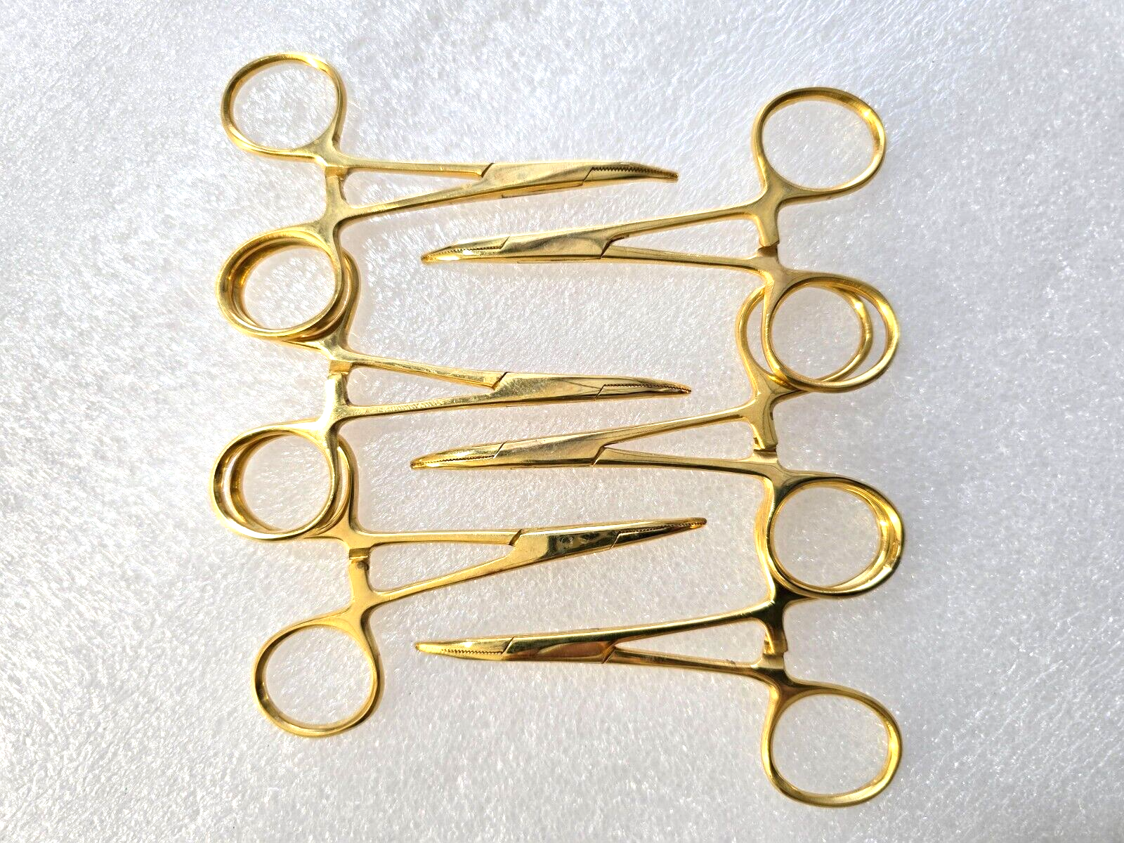 6-Units Surgical Hartman Mosquito Forceps 3.5" Curved Jaws Gold Plated Finish