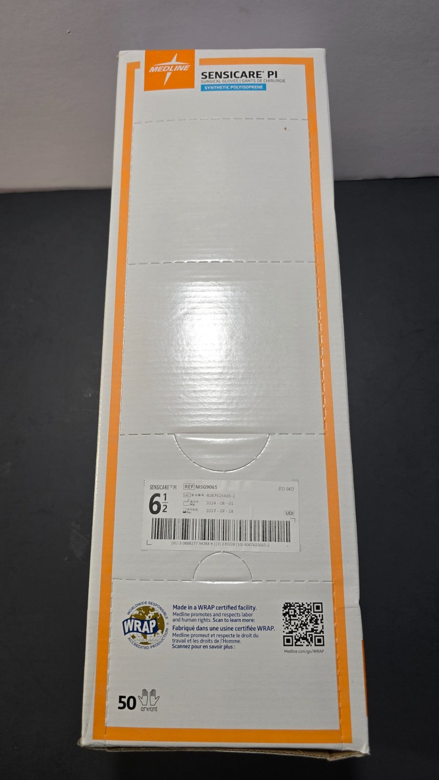 50-Pairs MEDLINE Synthetic Polyisoprene Size 6.5" REF:MSG9065 Surgical Gloves