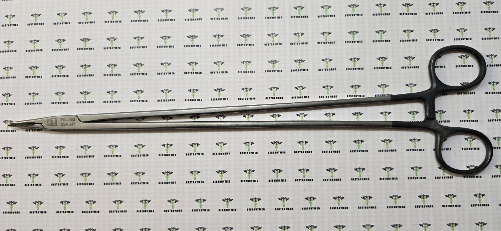 PILLING 35-4906 Surgical TC Mayo Hegar Needle Holder, Straight 12" Black Handle