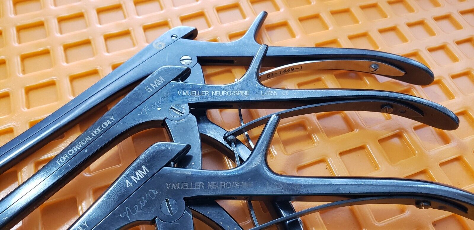 V.Mueller Surgical Orthopedic Kerrison Rongeurs 4,5,6mm Up 40 Degree Set of 3