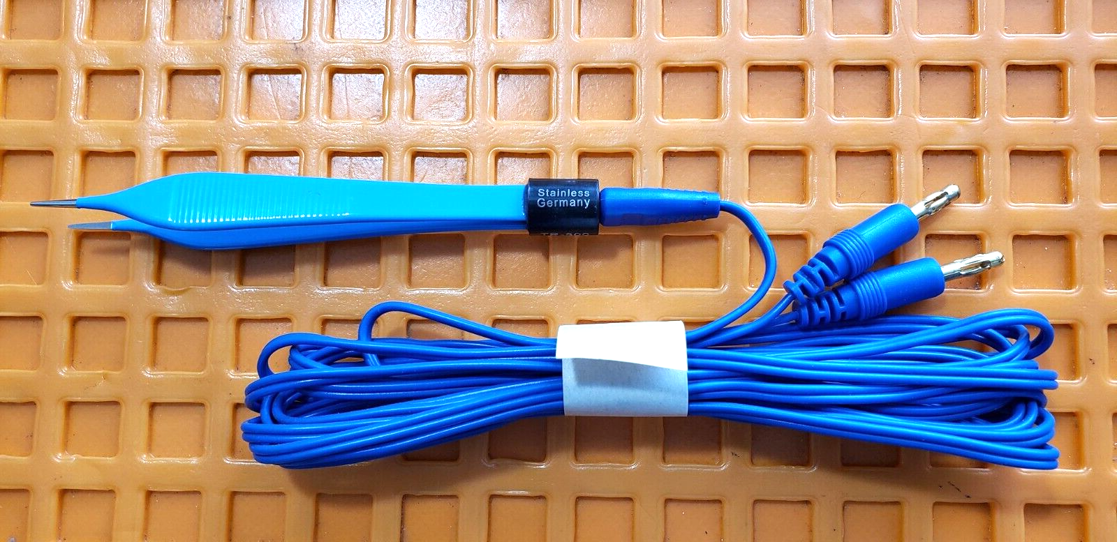 Turtle Surgical Adson Bipolar Forceps 5" Blue Non Stick Tips with Bipolar Cable