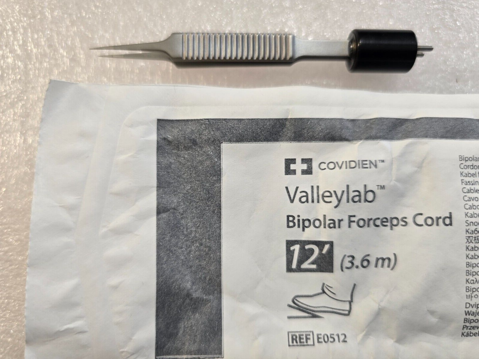 Turtle Surgical McPherson Bipolar Forceps 3" Straight Tip with Valleylab Cord