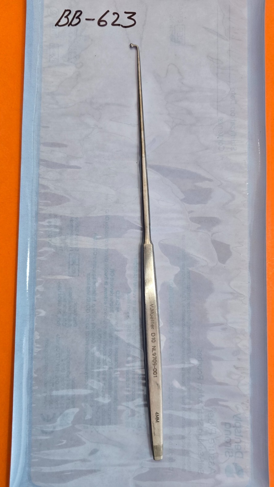 V. Mueller NL 9709 Surgical McCulloch 4mm Ball Tip probe 9.5"