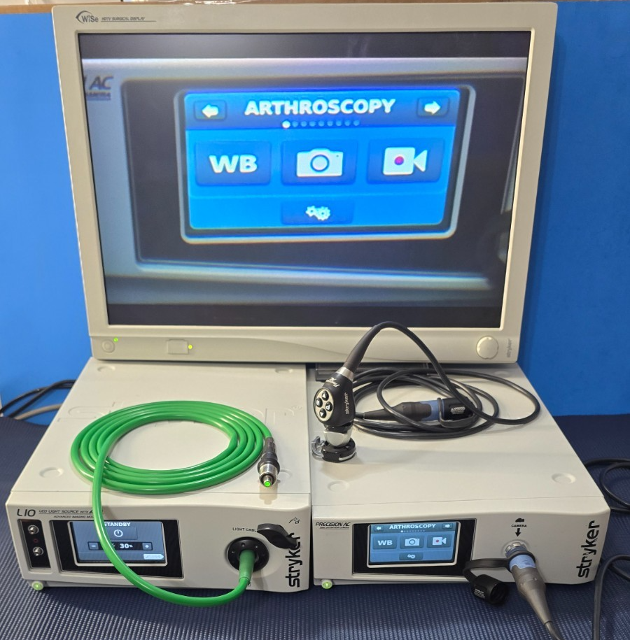 Stryker Precision AC Camera System ,LI0 Light Source Green Cable, WiSe Monitor
