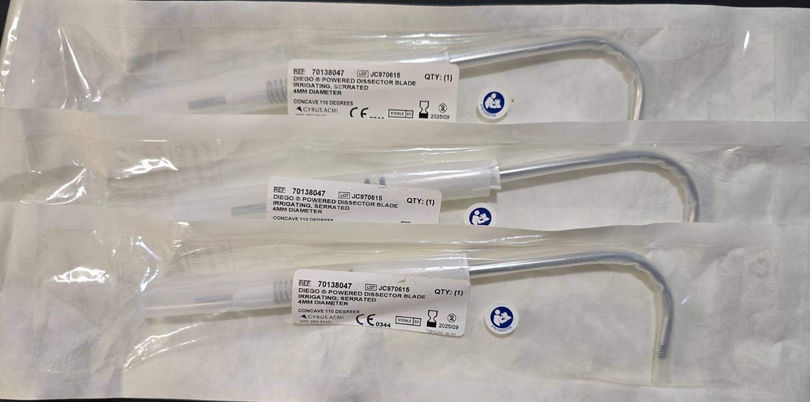 3-Units Gyrus Acmi Shaver Dissector Blades 4.0mm Concave 110 degree