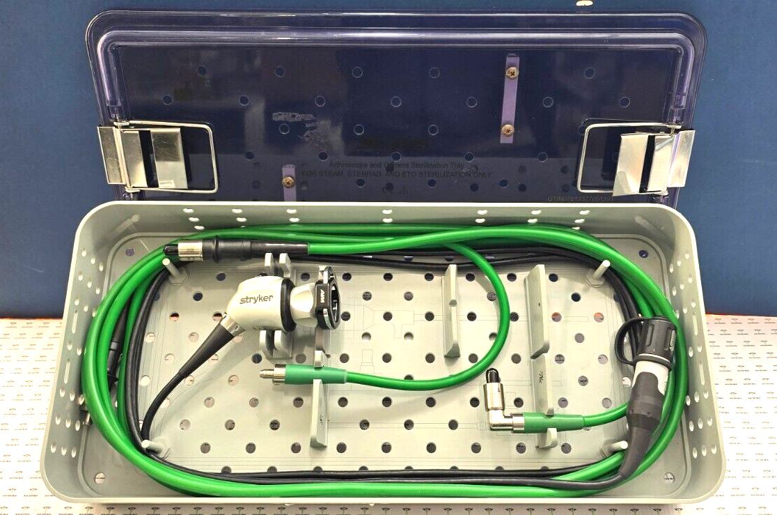 Stryker 1688 AIM 4K Camera Head & Coupler Green Fiber Optic Cable with Tray