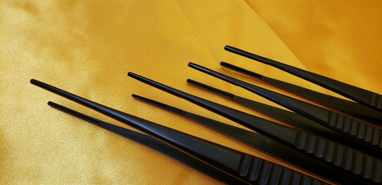 Debakey Atraumatic Vascular Tissue Forceps 6", 7",8",9.5" Black Coated Set of 4