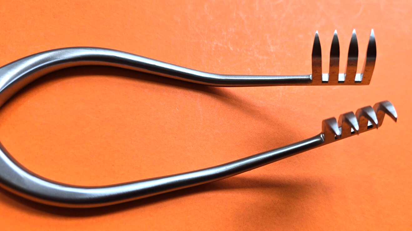BOSS 73-1197 Surgical Orthopedic Adson Cerebral Retractor 7.5" Sharp 4x4 Prongs