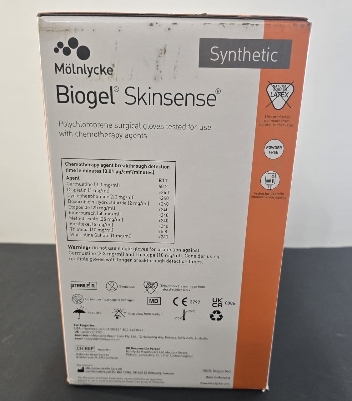 Molnlycke Polychloroprene Surgical Gloves Size: 8 REF: 31480 Dated: 2028