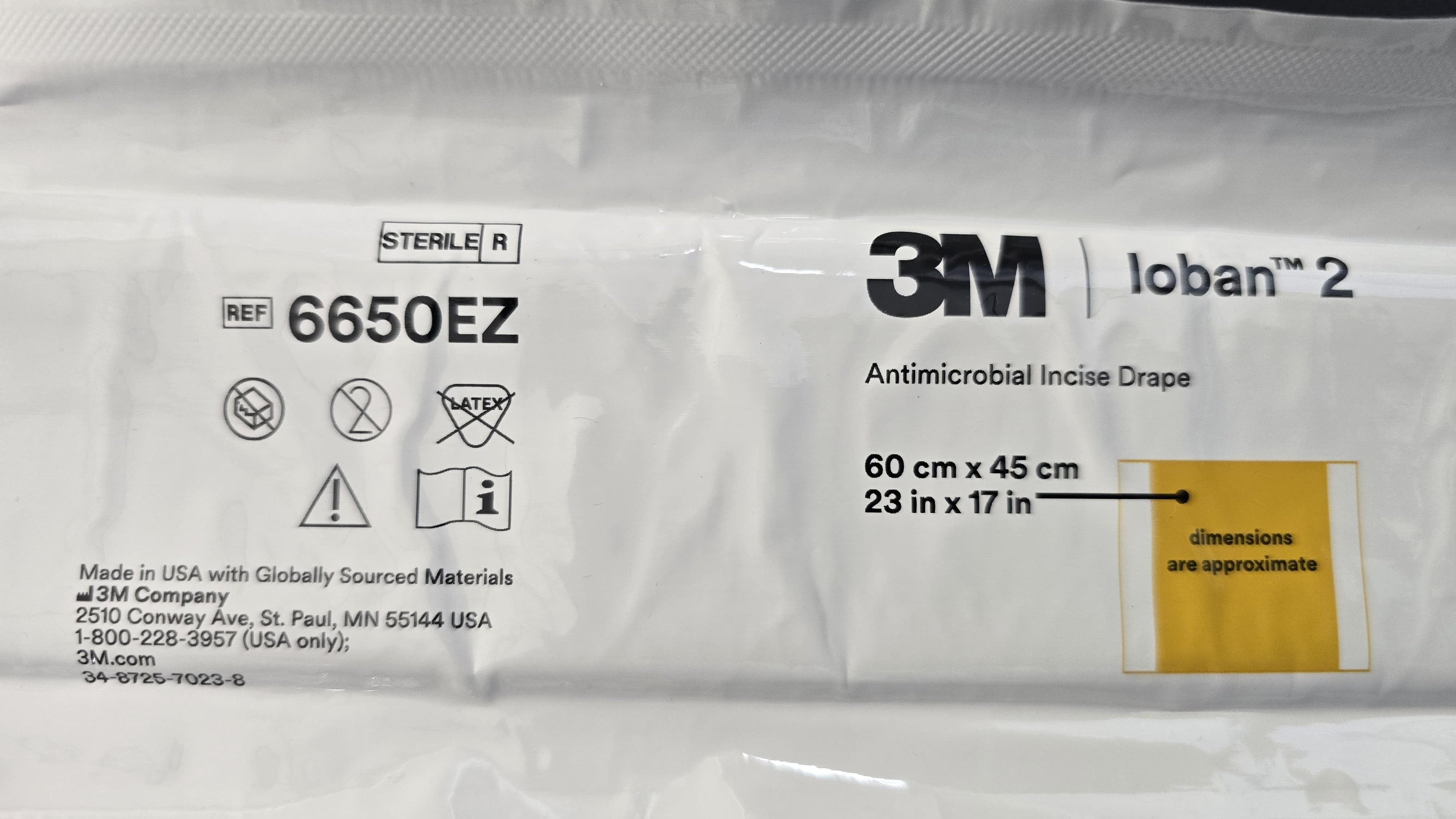 3M loban 2 Antimicrobial Incise Drape 23in x 17in REF: 6650EZ