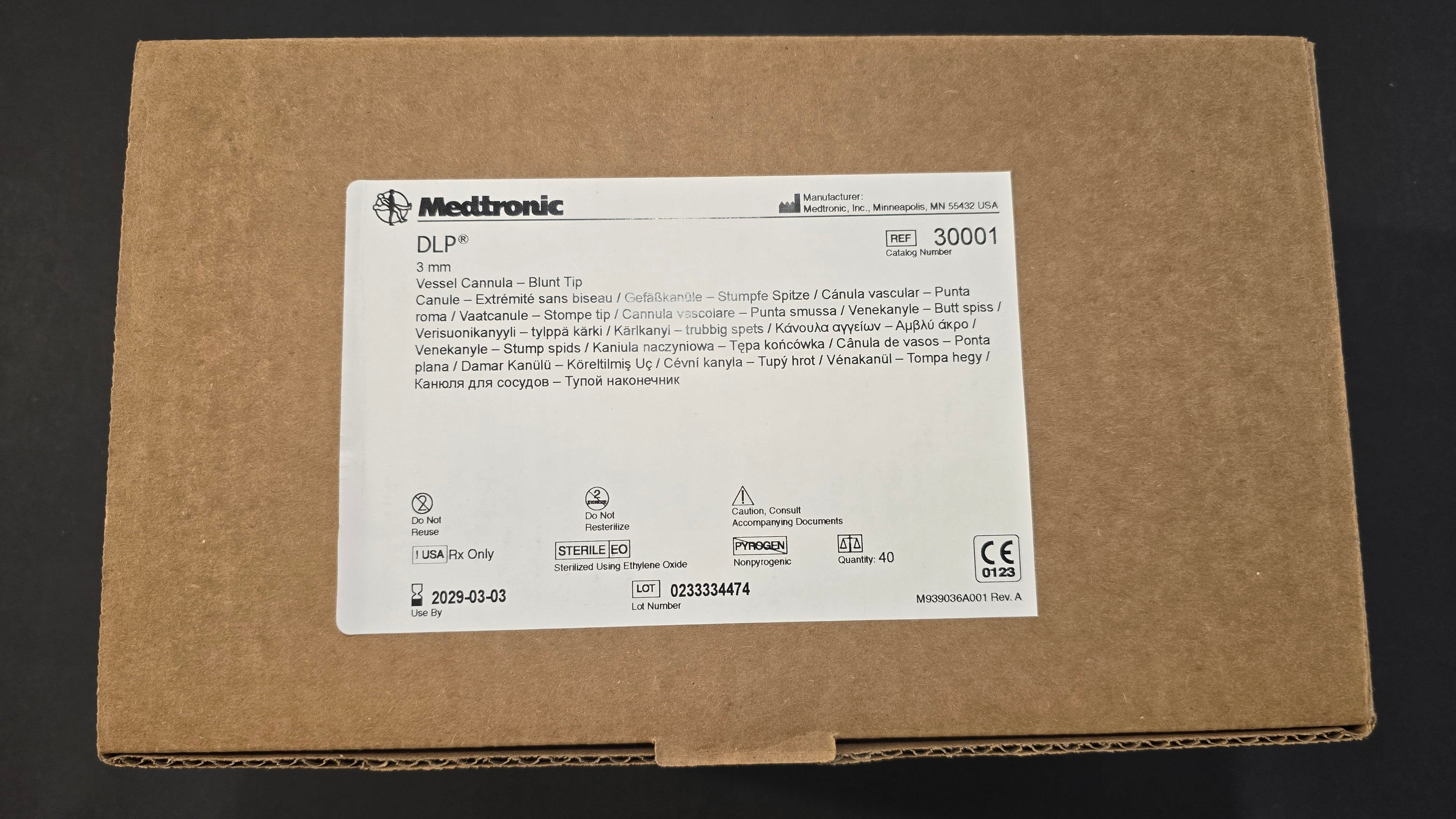 Medtronic 3mm Vessel Cannula- Blunt Tip REF: 30001 Dated: 2029