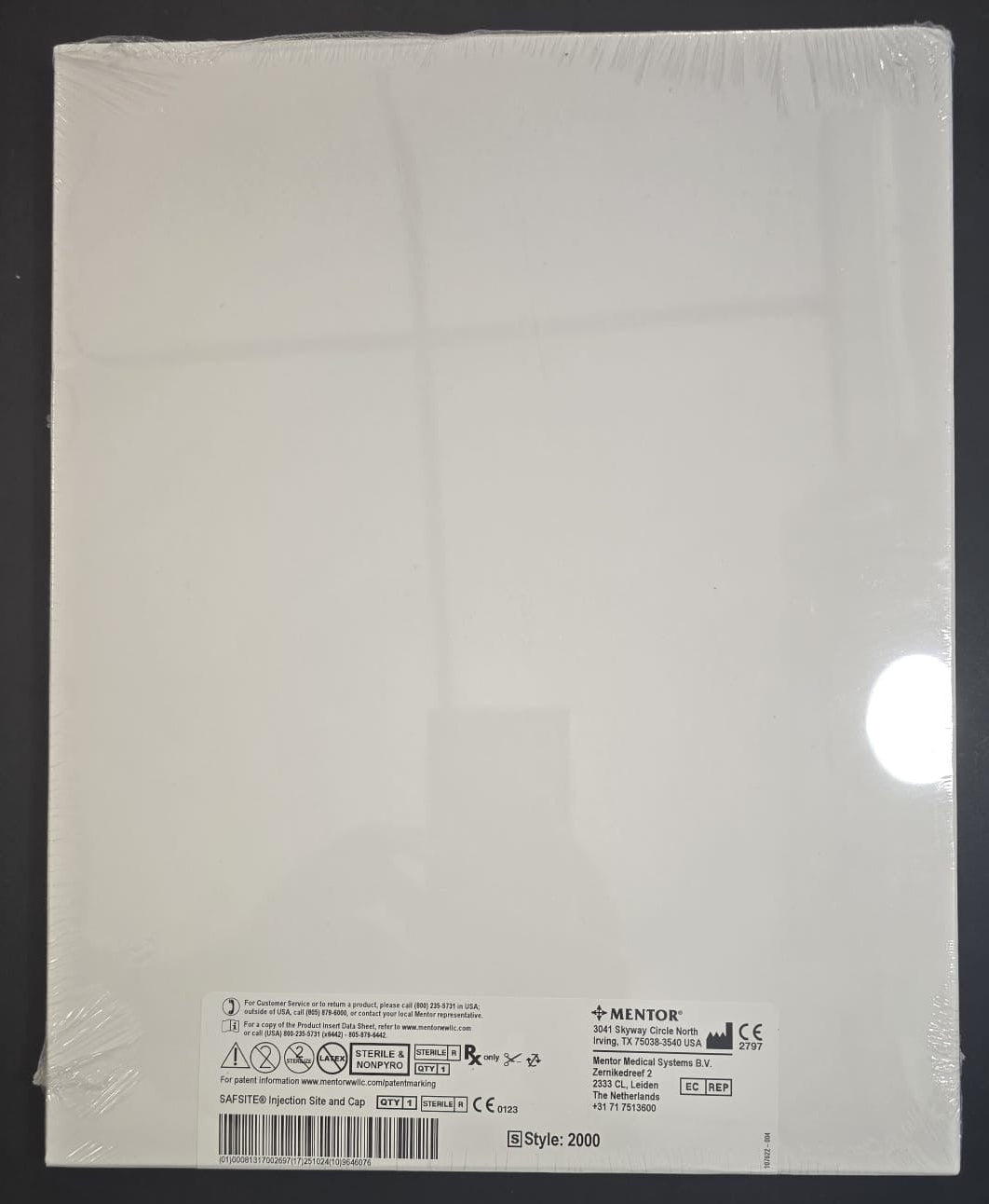 Mentor Round Moderate Plus Profile Single Use Saline Breast Implant Sizer Style 2000, 200cc (+40,-00) REF: 351-2200SZ