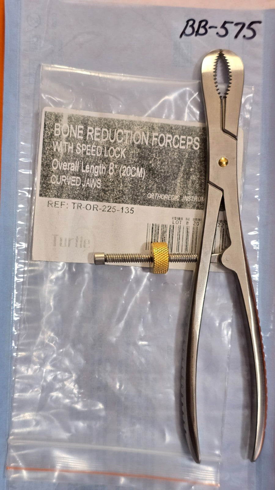 Turtle Surgical Bone Reduction Forceps 8" Curved Jaws with Speed Lock