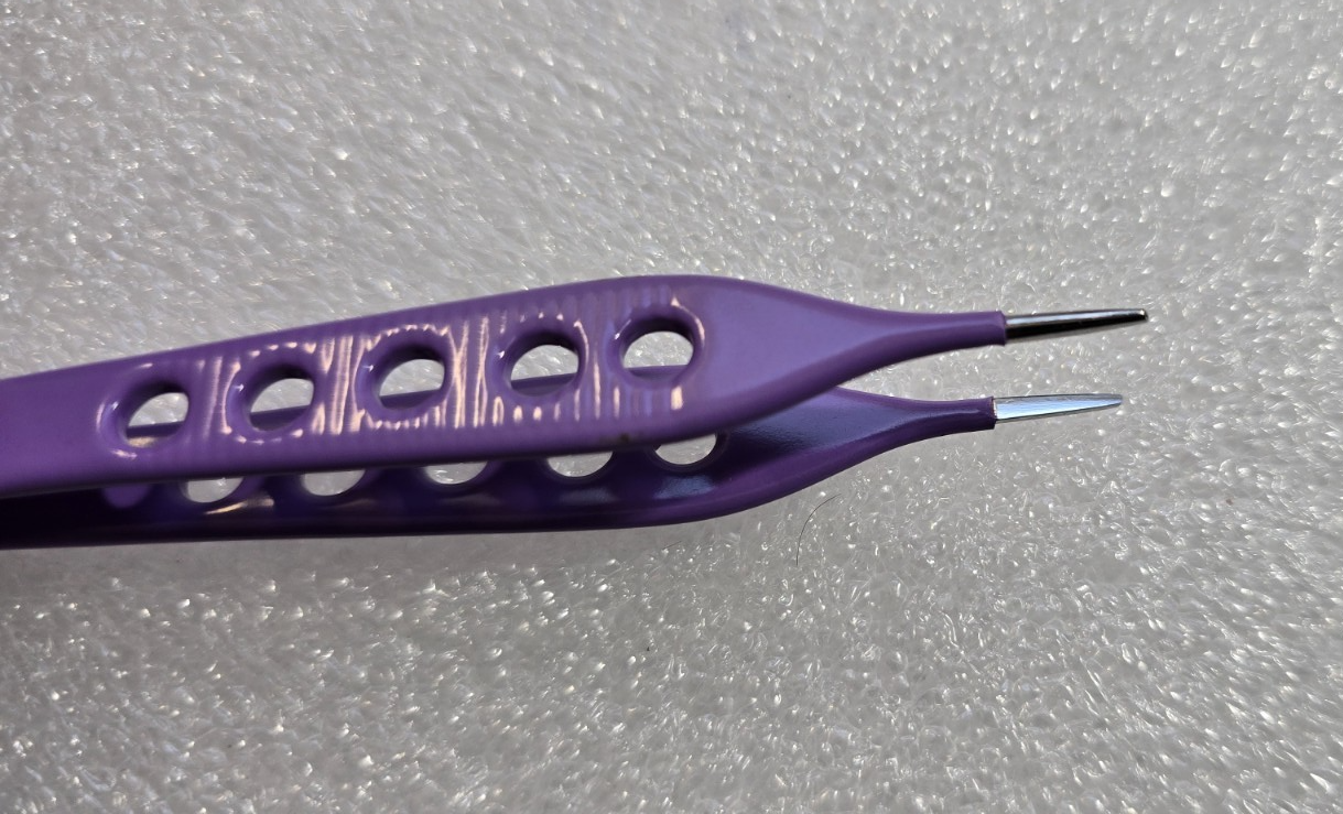 Turtle Surgical Adson Bipolar Forceps 5" Purple Non Stick Tips & Bipolar Cable