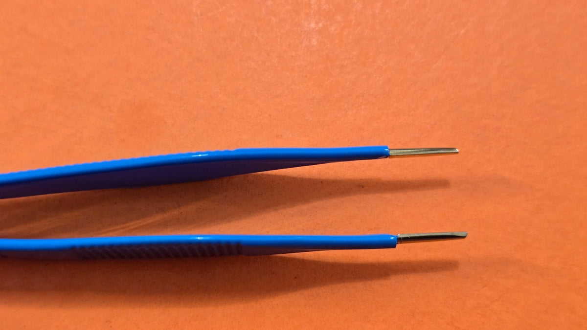 Turtle Adson Bipolar Forceps 5" Blue Gold Tips Non Stick Valleylab Bipolar Cable