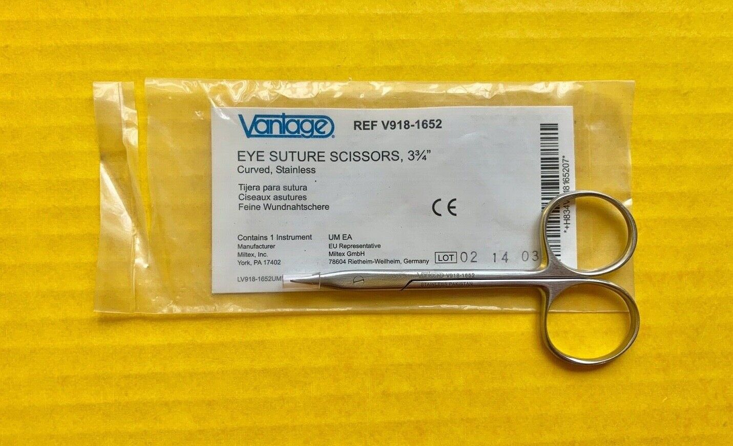 Miltex Vantage Surgical Suture Scissors, Curved, 3.75" REF: V918-1652