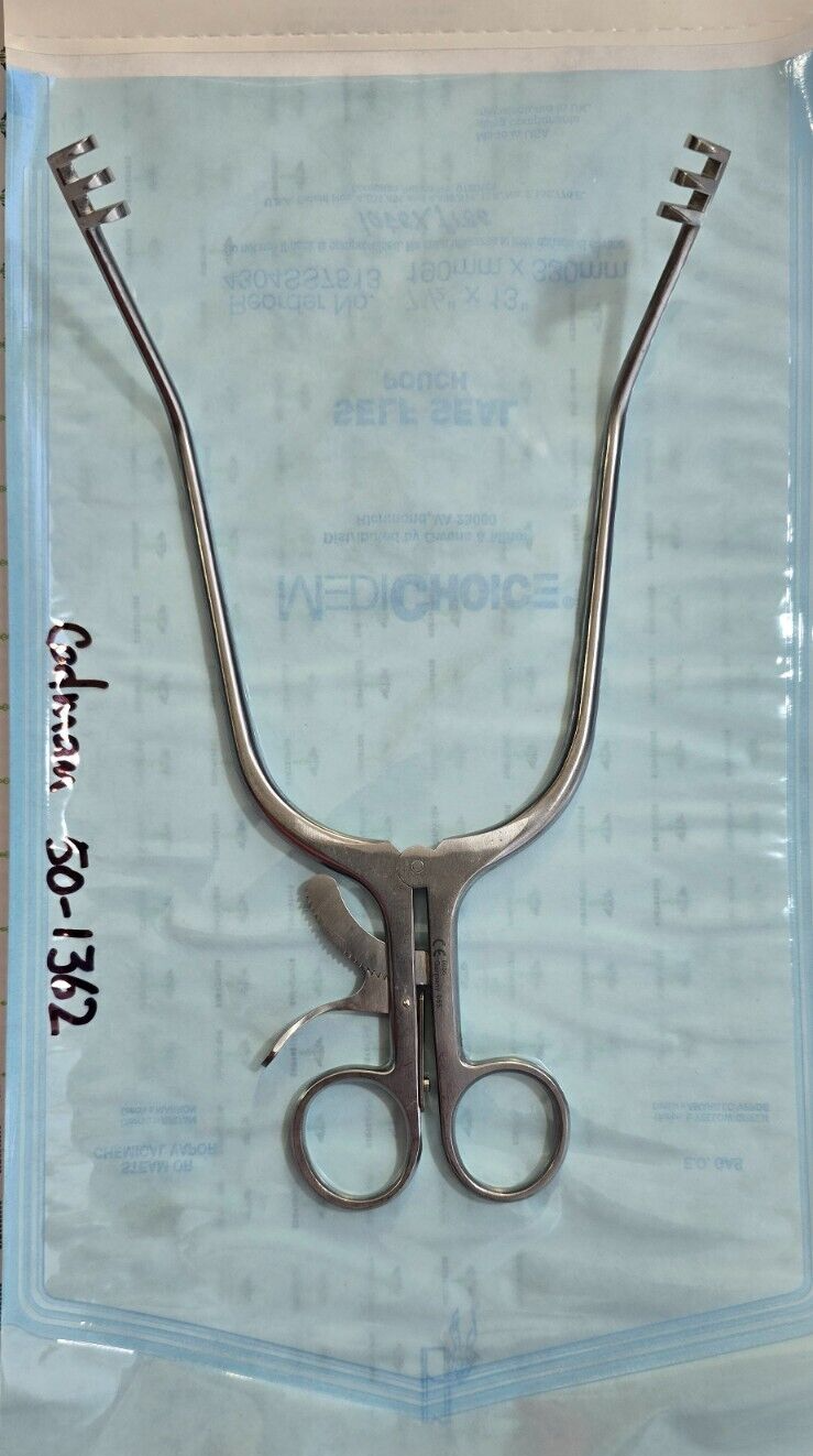 Codman 50-1362 Surgical Adson Retractor 9.5" sharp 3x3 Prongs.