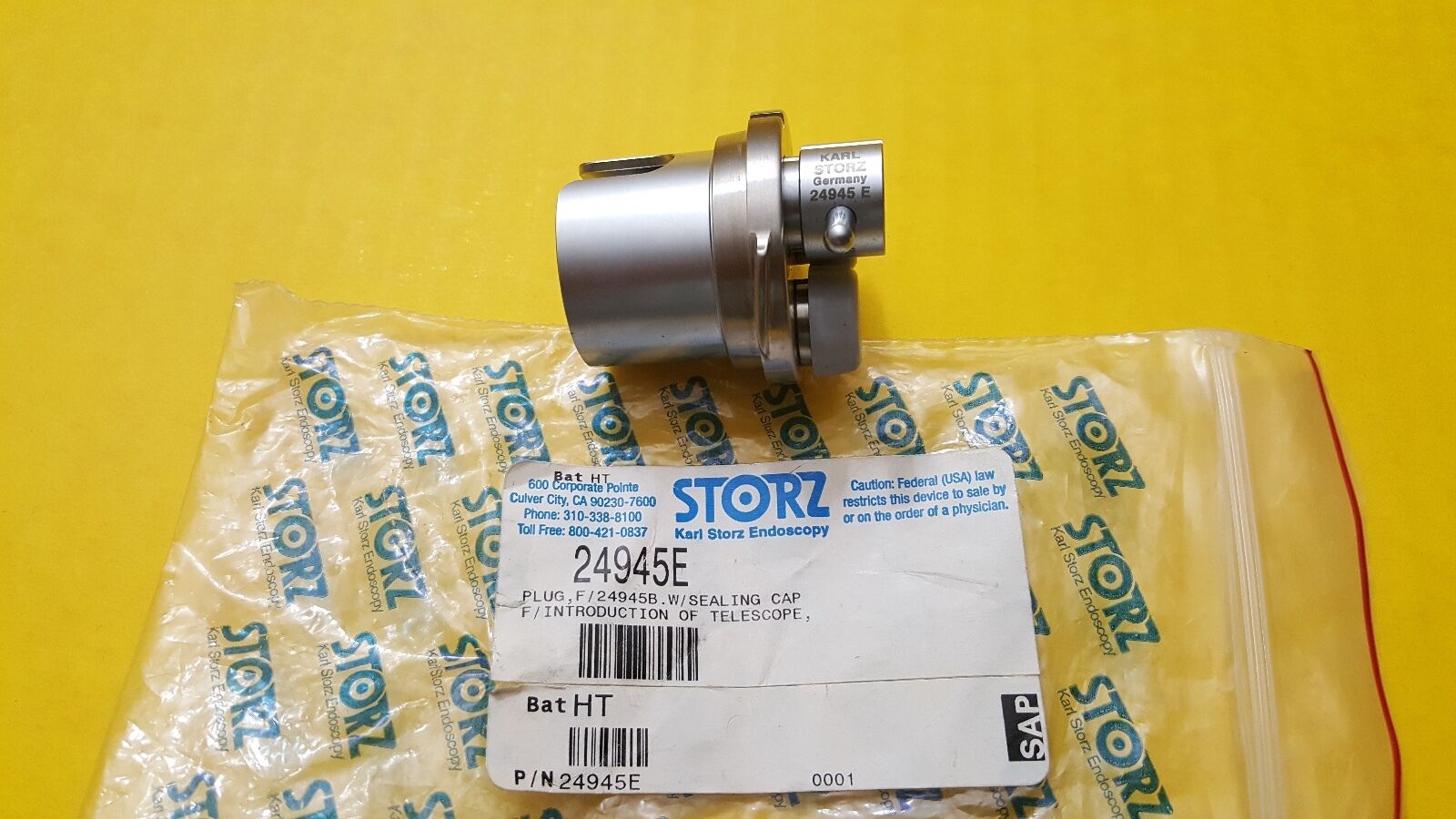Storz Surgical Plug with Sealing Cap REF: 24945E