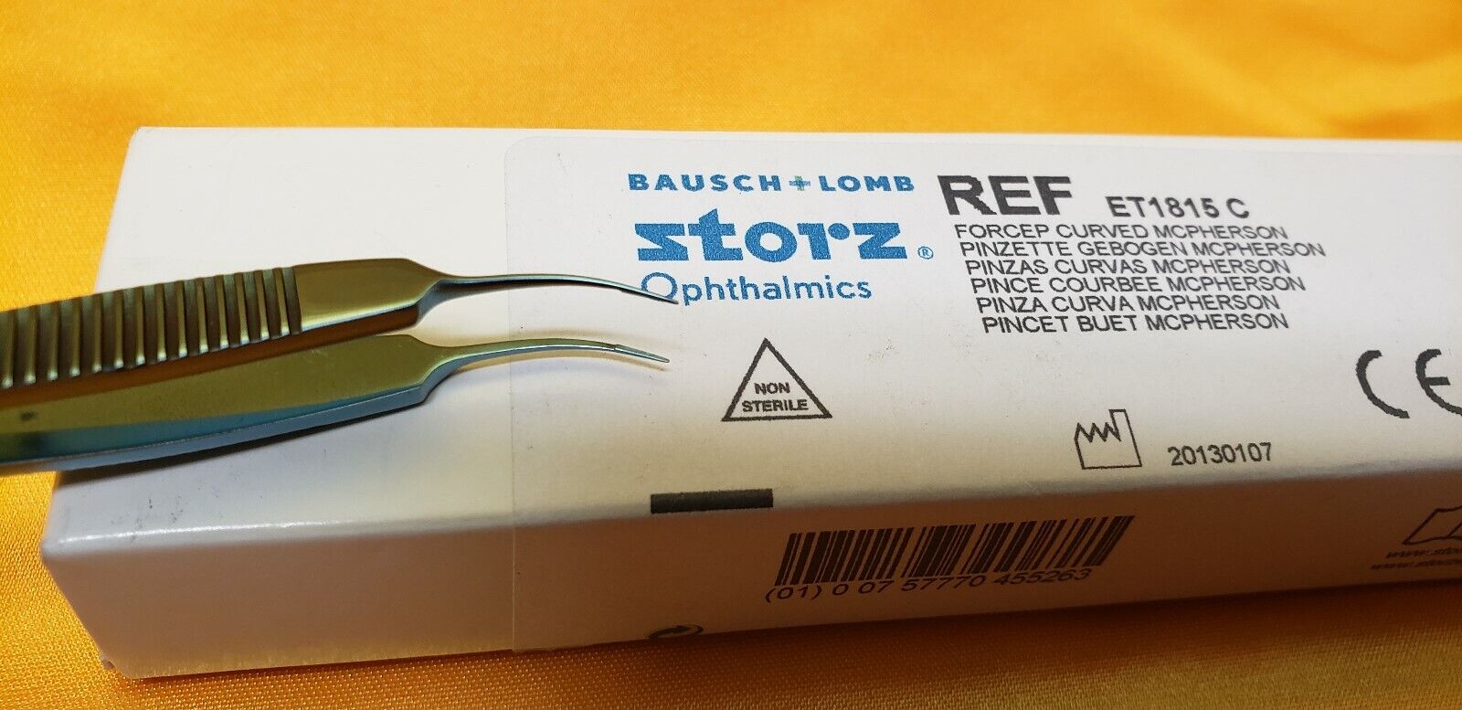 Storz ET1815C Surgical Opthalmic Titanium MCPHERSON Tying Forceps Curved Tip