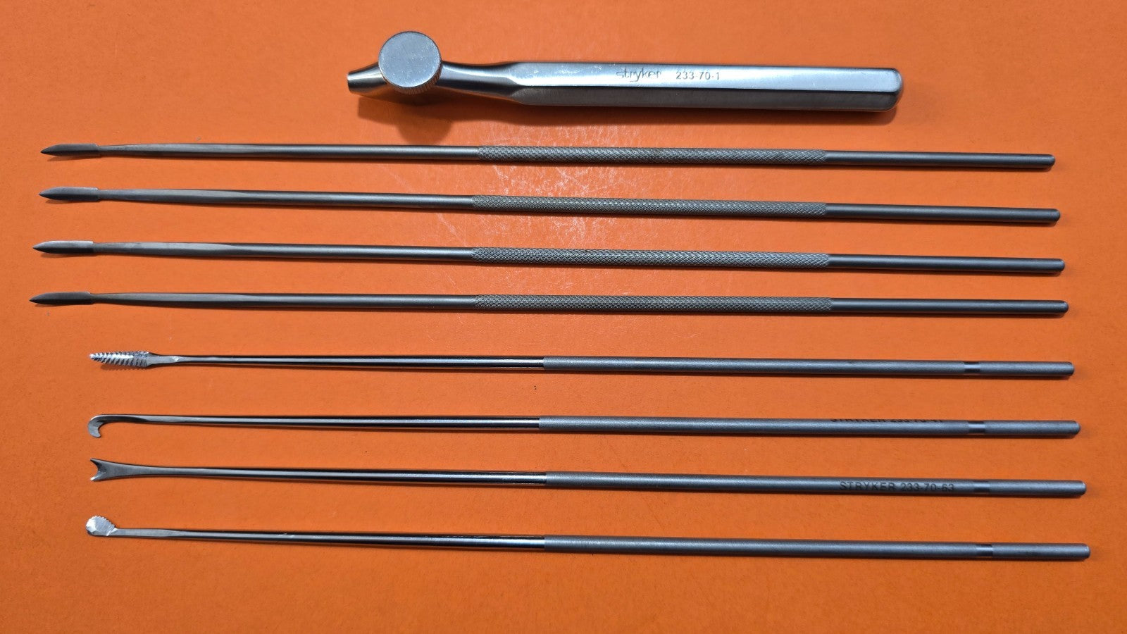 Stryker 233-70-1 Orthopedic Arthroscopy Instruments Set of 9 with tray