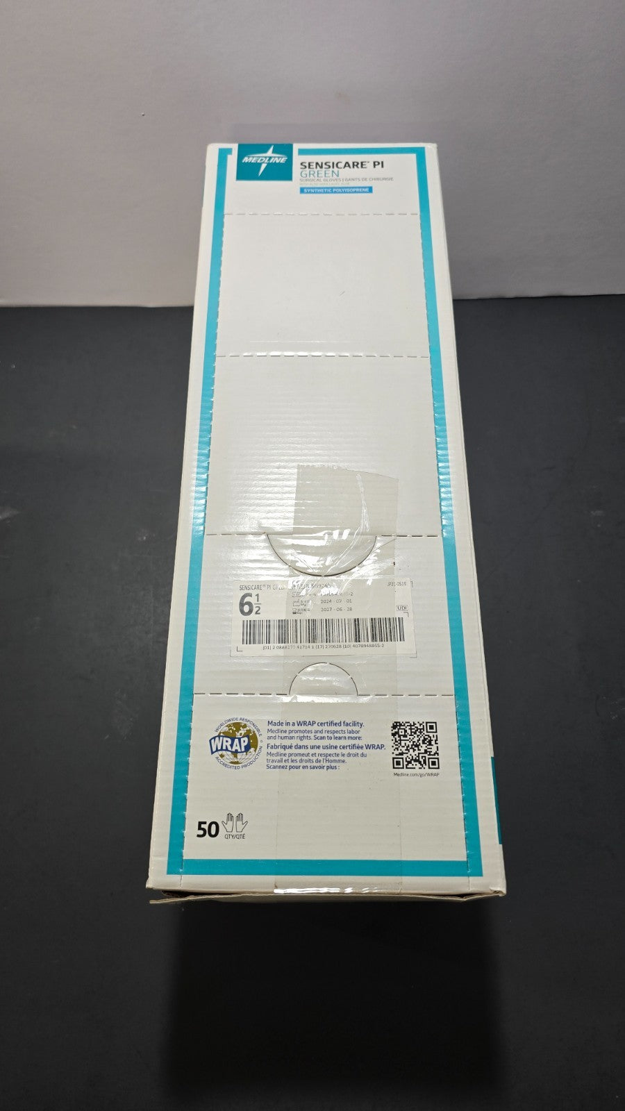 50-Pairs MEDLINE Synthetic Polyisoprene 6.5" REF:MSG9265 Surgical Gloves Green