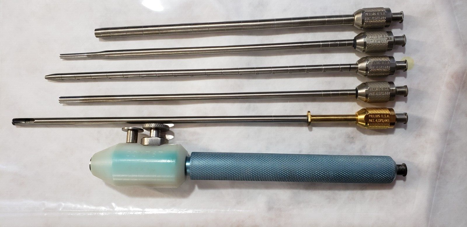 Pilling USA 53-1015 Surgical Cannula Set of 5 with Handle