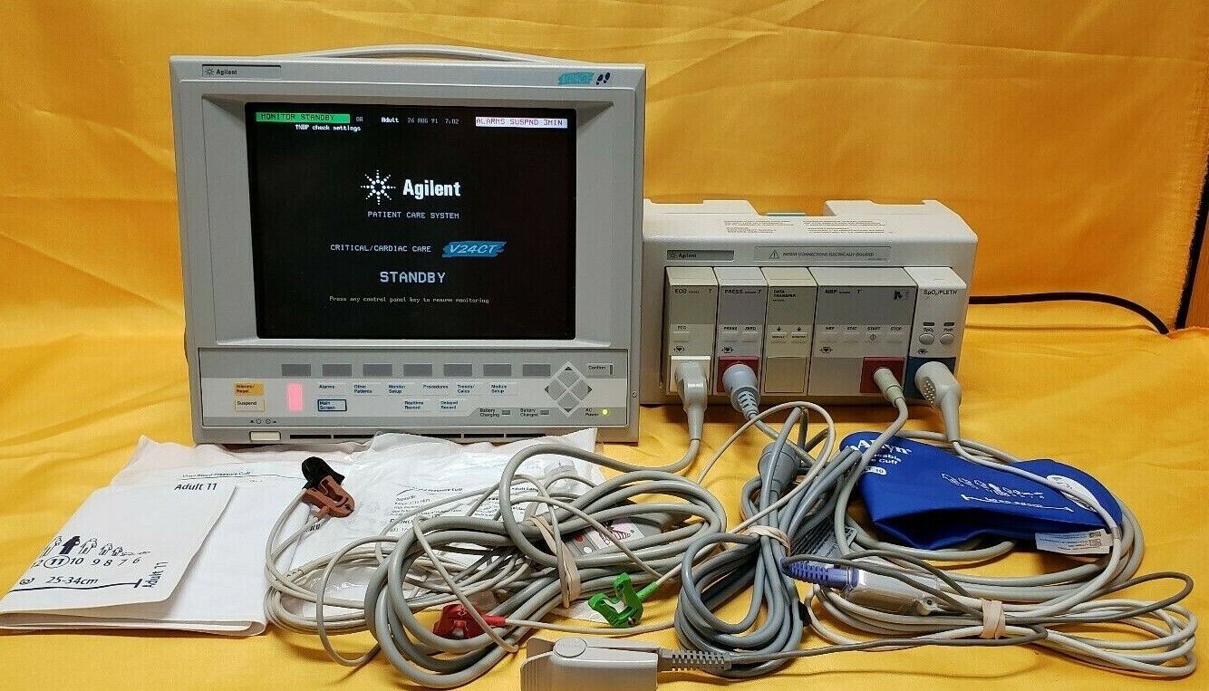 HP Agilent V24CT Critical Cardiac Care Patient Monitor with Cuffs & Accessories
