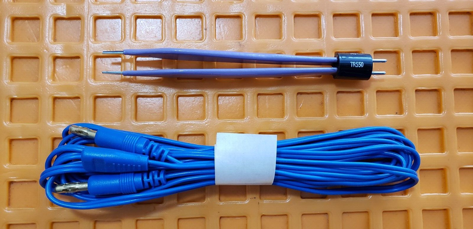 Turtle Surgical Adson Bipolar Forceps 5" Purple Non Stick Tips w- Bipolar Cable