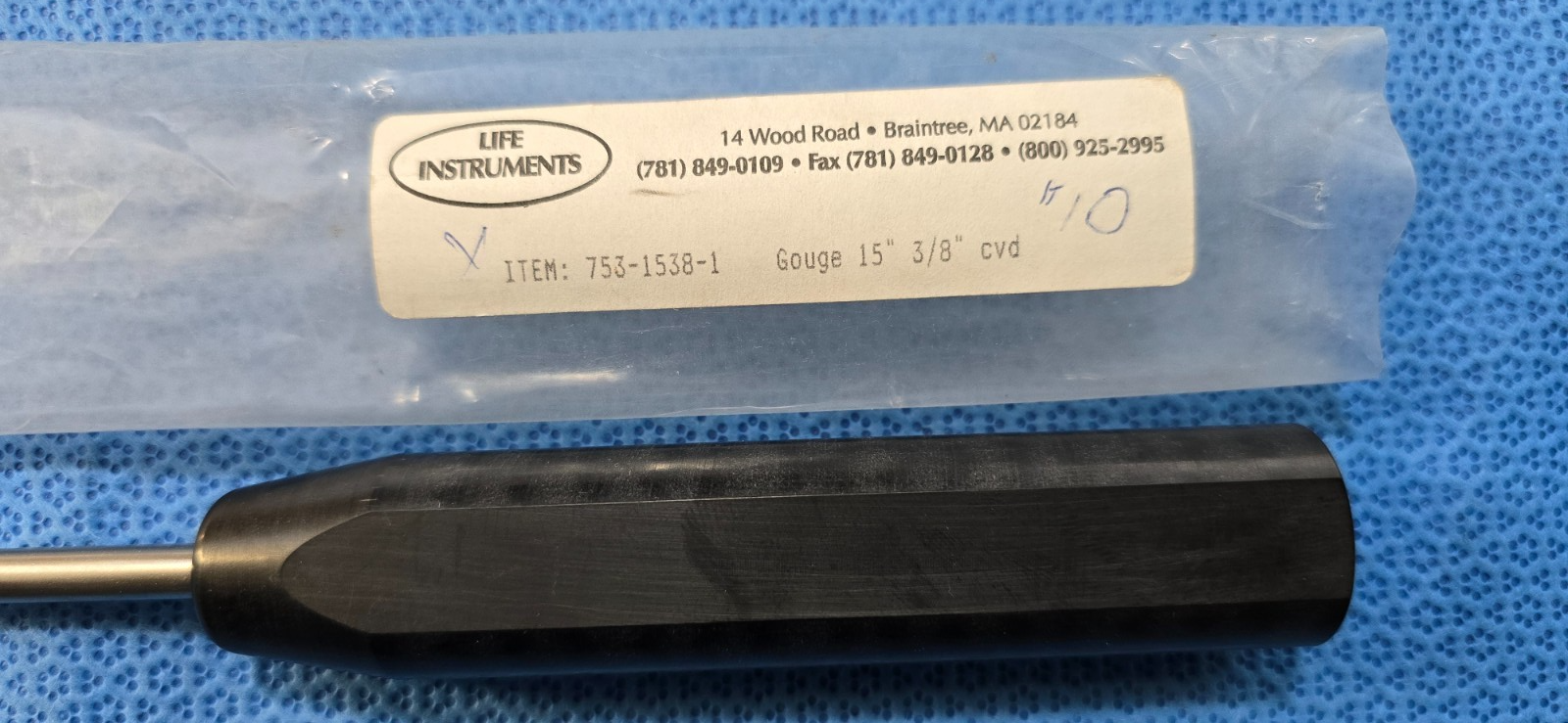 Life Instrument 753-1538-1 Surgical Orthopedic Long Chisel 15" Curved 3/8"