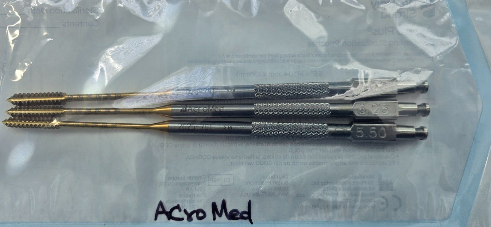 AcroMed Surgical Orthopedic Modular Tap 5.50mm, 6.25mm, 7.00mm Set of 3