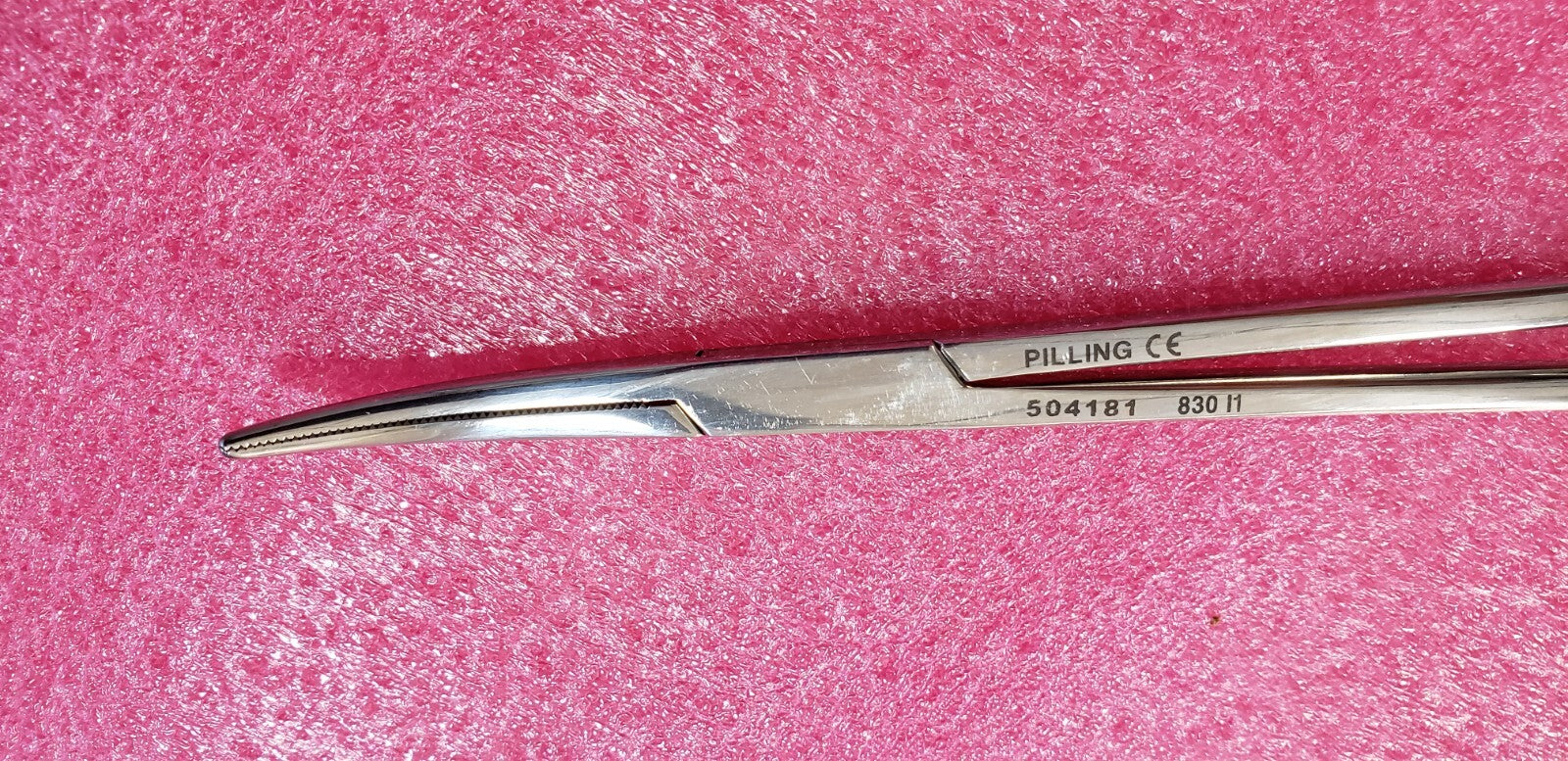 Pilling 504181 Surgical Bridge Forceps, Curved Serrated Jaws 11"