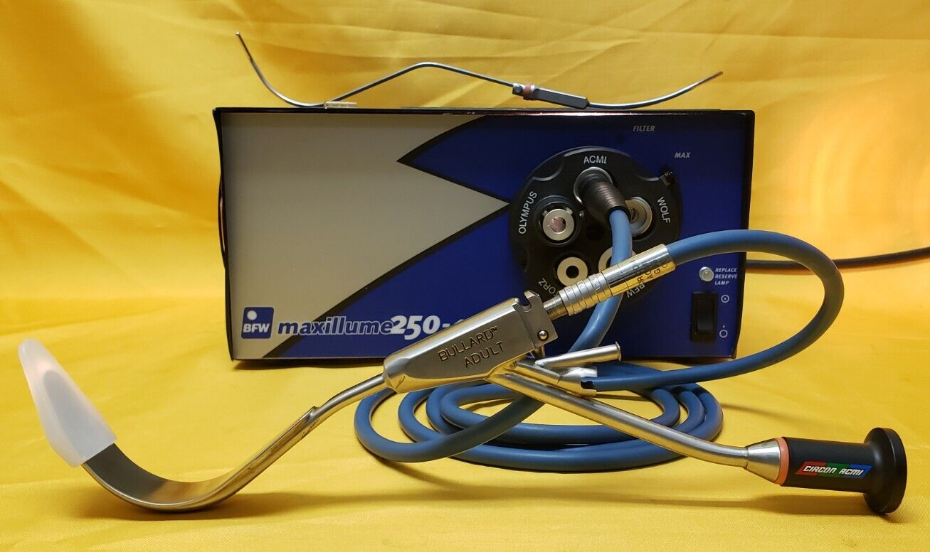 Circon Acmi  Surgical Bullard Laryngoscope Adult LAR-A ,Light Source Fiber Cable