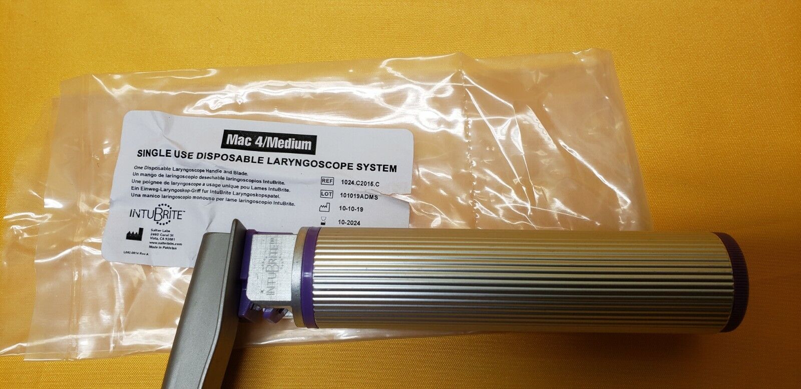 INTUBRITE  Laryngoscope Mac Blade #4 With Medium Handle LED White