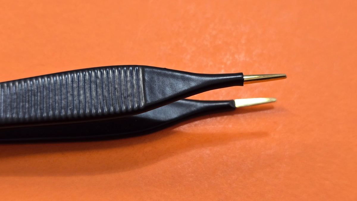 Turtle Adson Bipolar Forceps 5" Black Gold Tips NonStick Valleylab Bipolar Cable