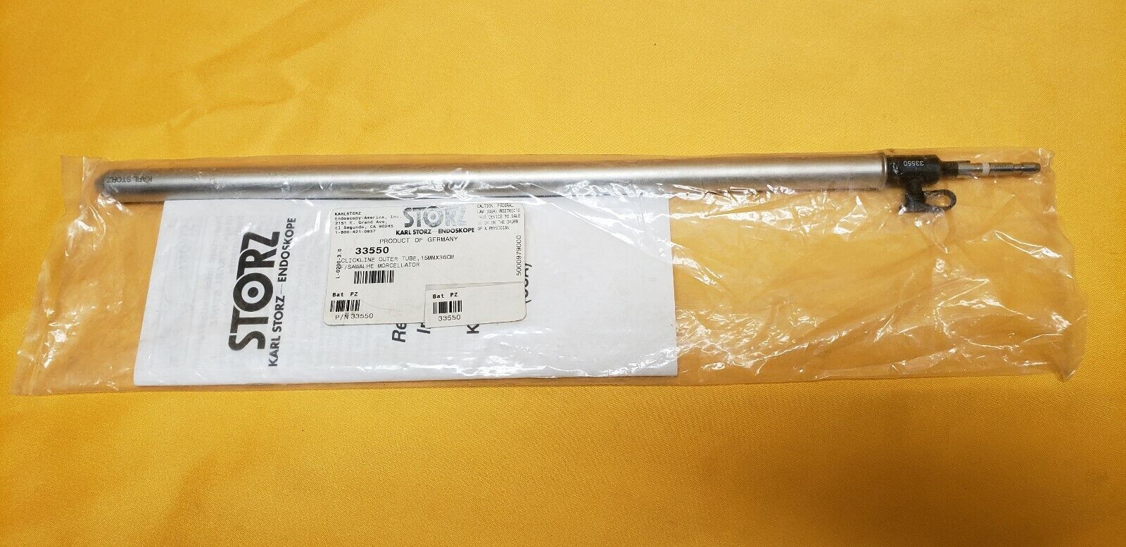 Karl Storz 33550 Click Line Sawalhe Outer Tube 15mm x 36cm