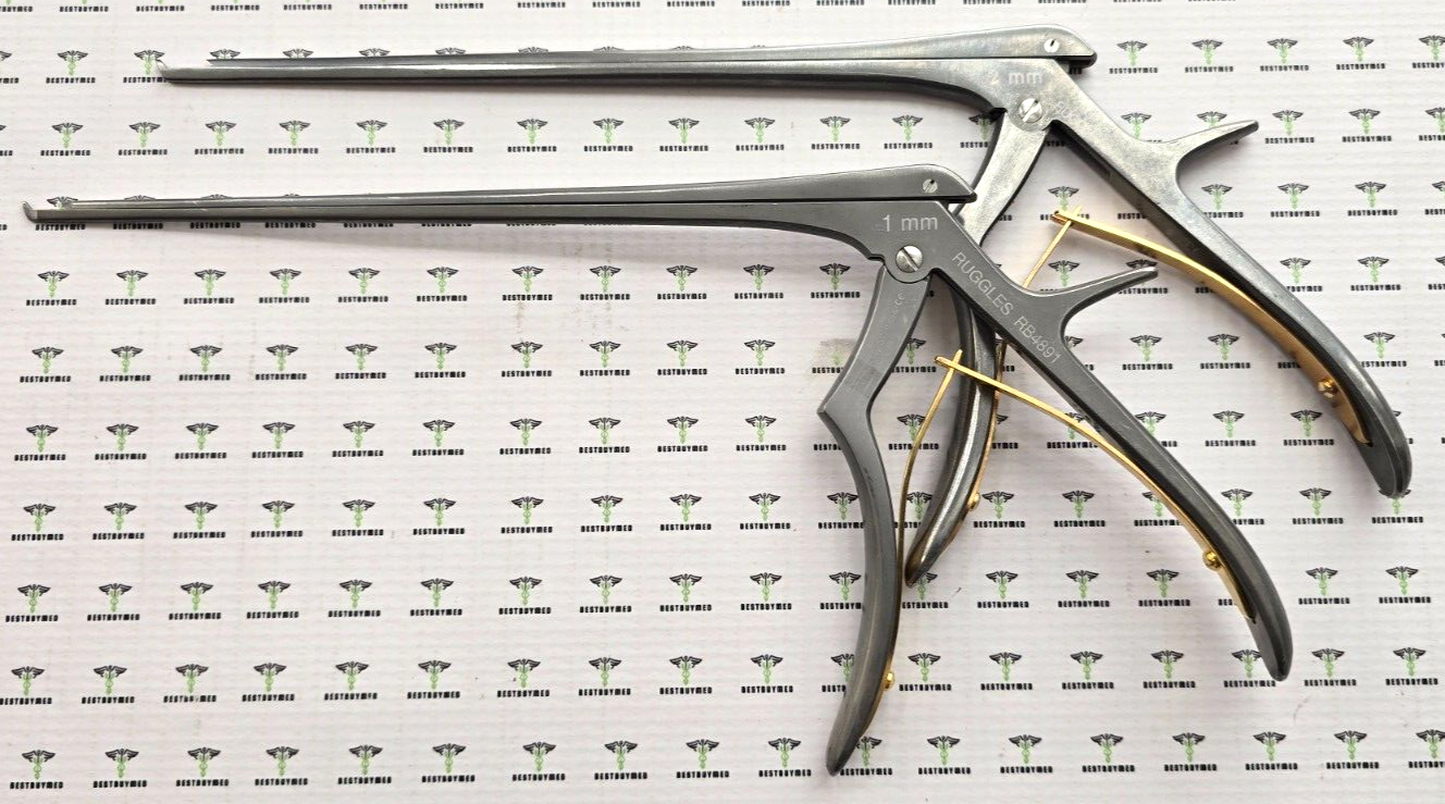 RUGGLES Surgical Kerrison Rongeurs 1mm,2mm  x 40deg UP 8" REF: RB4891
