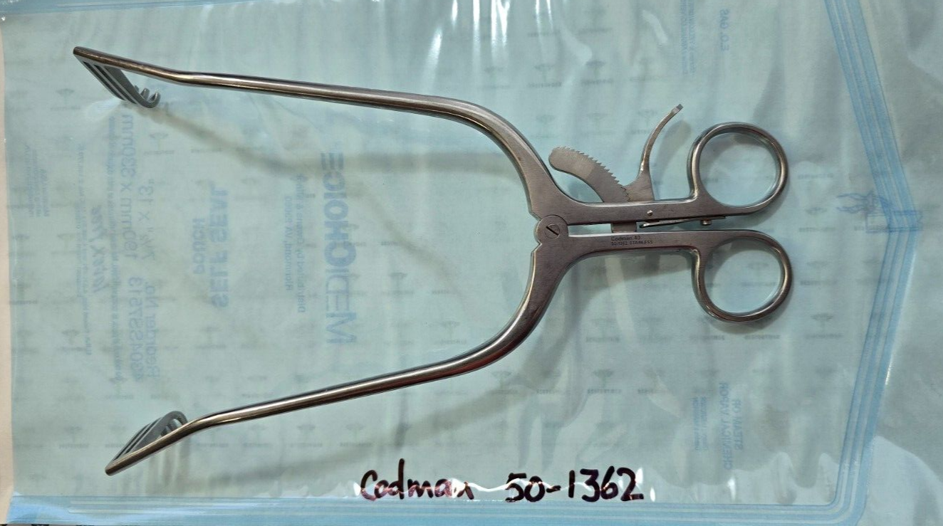 Codman 50-1362 Surgical Adson Retractor 9.5" sharp 3x3 Prongs.
