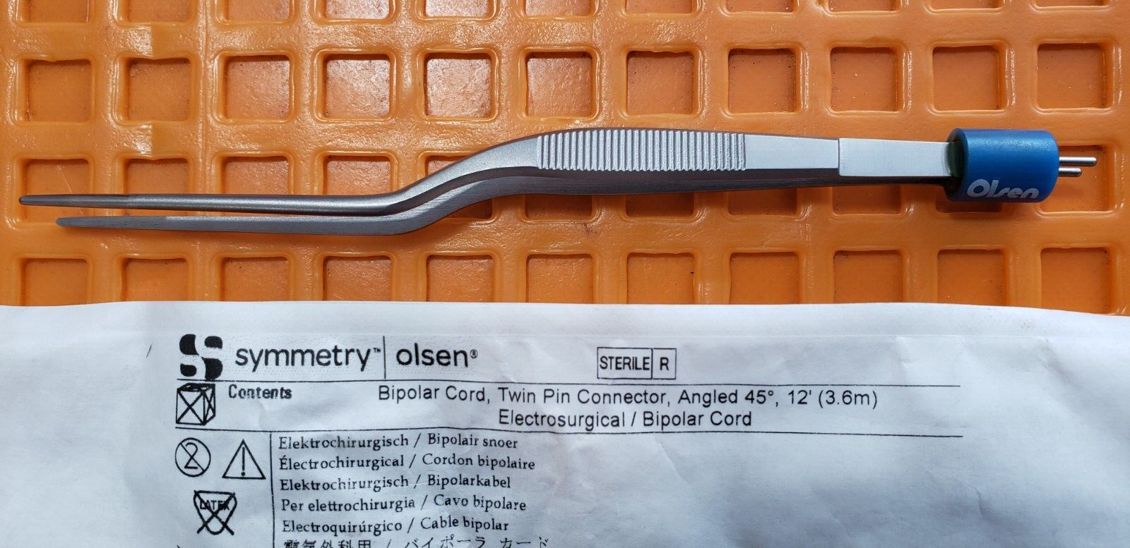 Olsen Surgical Bayonet Bipolar Forceps 7" Non Insulated & Olsen Bipolar Cord