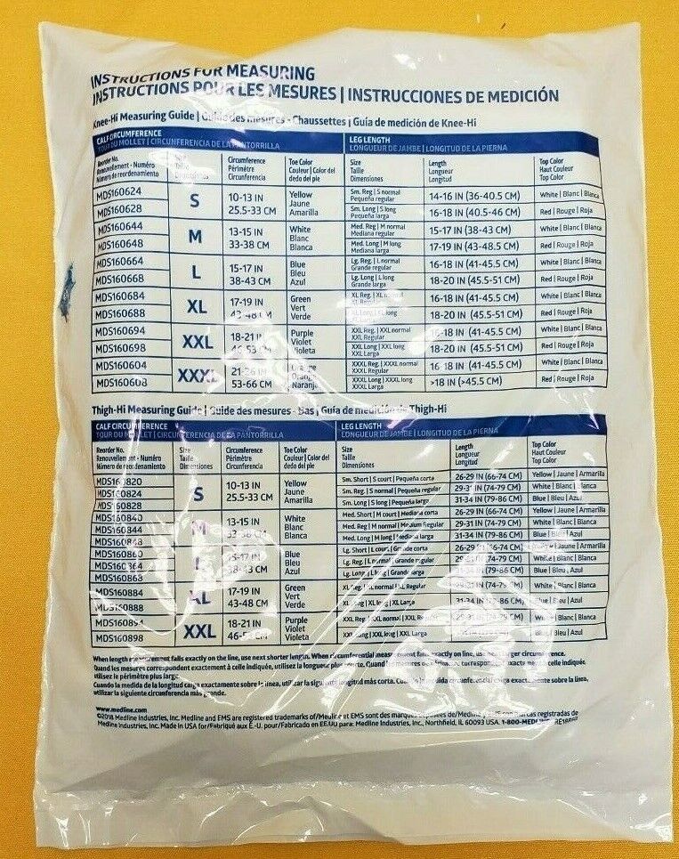 Medline MDS160824 Anti-Embolism Elastic Stockings Thigh Hi Small Regular 1Pair
