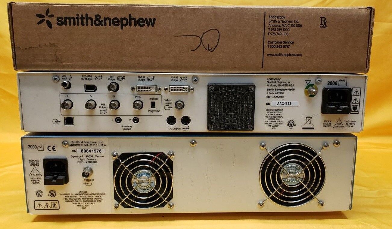Smith&Nephew 460H Camera,160P 3-CCD Processor,300XL Light Source W-Fiber Cable