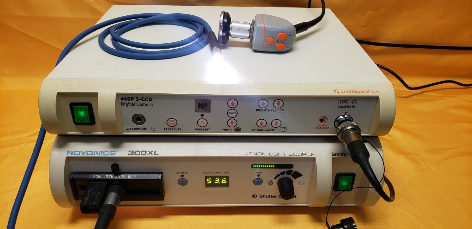 Smith&Nephew 460H Camera,160P 3-CCD Processor,300XL Light Source W-Fiber Cable