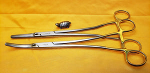 Zeppilin Hysterectomy Clamps 27cm Straight&Slight Curve Gold Handle Z-Type Clamp