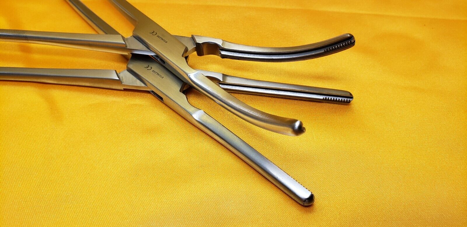 Zeppilin Hysterectomy Clamps 27cm Straight&Slight Curve Gold Handle Z-Type Clamp