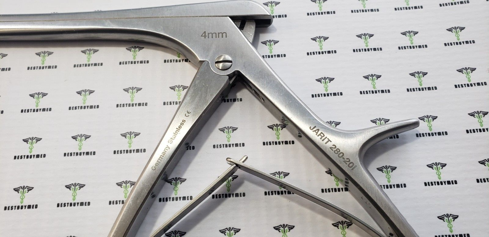 JARIT 280-201 Orthopedic Spurling Kerrison Rongeurs 40 Deg 4mm Up Bite 8" Shaft