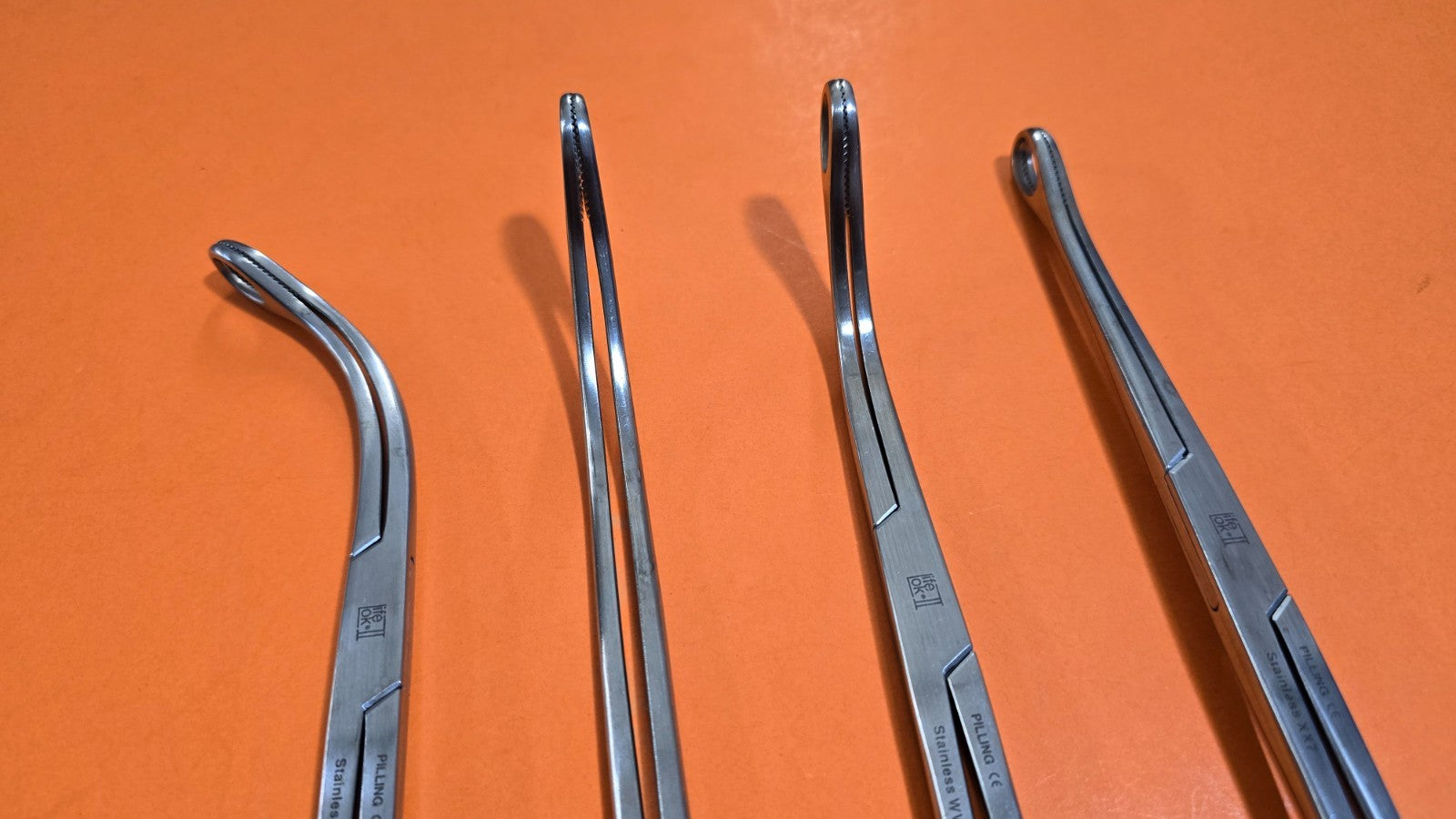 Pilling 84-1033 Surgical Kaiser Ring Sponge Forceps 12" Set of 4