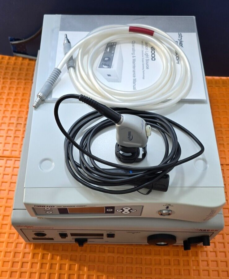 Stryker 1188 Camera Head, Controller, 6000 Light Source with Fiber Optic Cable