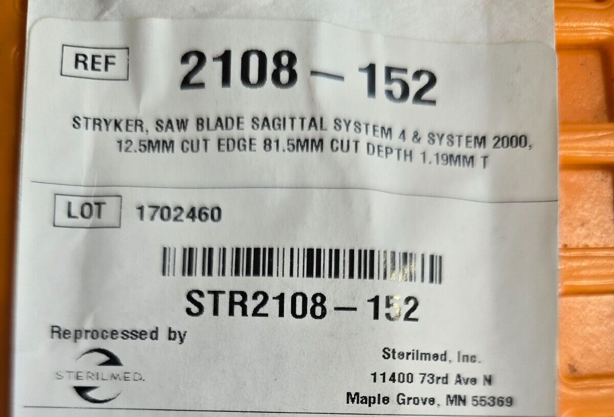 Stryker Orthopedic Sagittal saw use W- System 4 & System 2000.