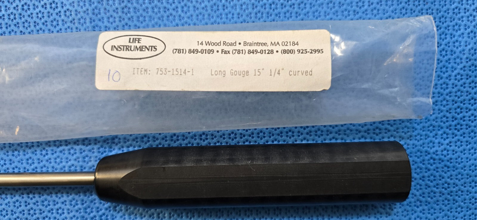 Life Instrument 753-1514-1 Surgical Orthopedic Long Gouge 15" Curved 1/4"