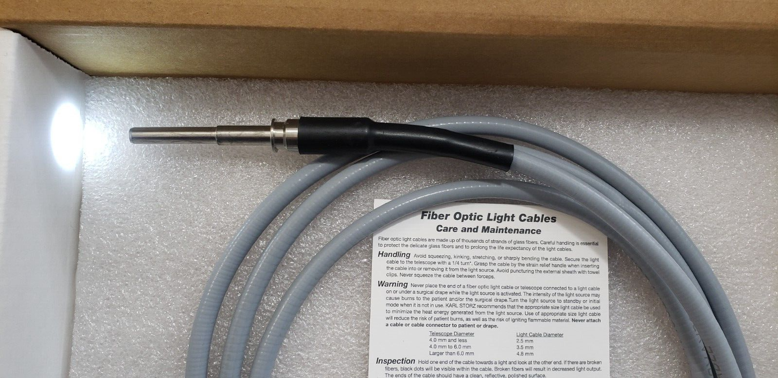 Karl Storz 495FS Fiber Optic Cable / Fluid Light Cable 2mm x 220cm